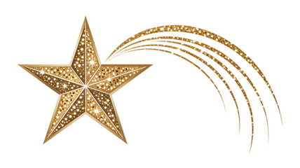Obraz premium Sparkling golden star with glittering trail, perfect for holiday celebrations and awards