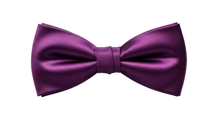 Elegant purple satin bow tie isolated on black background