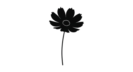 Single black flower with a silver ring on a dark background