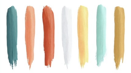 Abstract Strokes of Varying Colors Against White Background