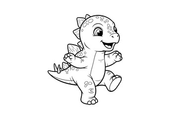 Obraz premium Adorable cartoon dinosaur outline for coloring and kids' art projects