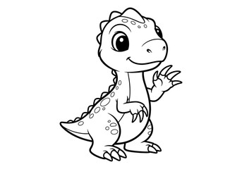Fototapeta premium Cute dinosaur cartoon outline for kids' coloring activities