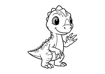 Cute dinosaur outline for kids' coloring pages in cartoon style
