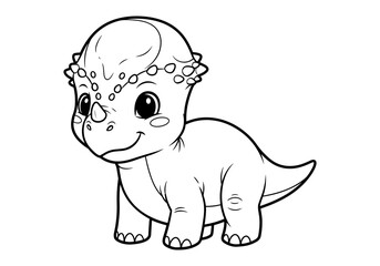 Fototapeta premium Adorable triceratops coloring page for kids and dino lovers
