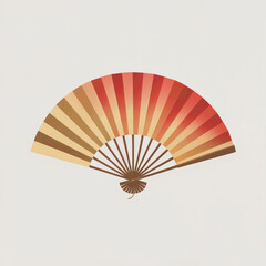 Traditional oriental folding hand fan isolated against a white background, featuring paper, wood, and bamboo art designs from Japanese and Chinese cultures