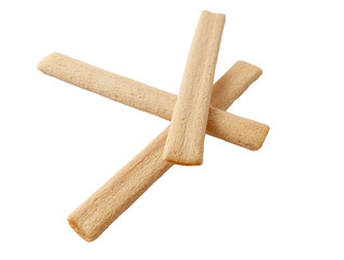 Three cookie sticks isolated on white background