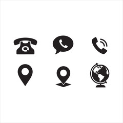 Visiting card icon set. Business card icons set. Set of contact us icons for web and website. Contact icons phone, call, location, globe, use for web and website.