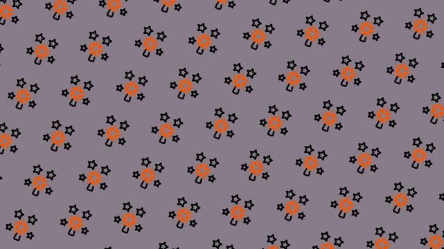 Floral Pattern Background with Orange and Black Flowers.