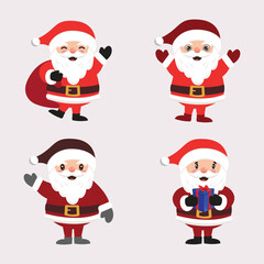 Collection of Cute Cartoon Santa Claus Characters Vector Illustration Set