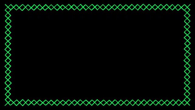 Geometric Hand Drawn Diamond Border Overlay for Creative Video Editing in 4K Alpha Channel