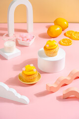 A Cupcake is a small, single-serving cake baked in a small cup-shaped mold, often lined with paper