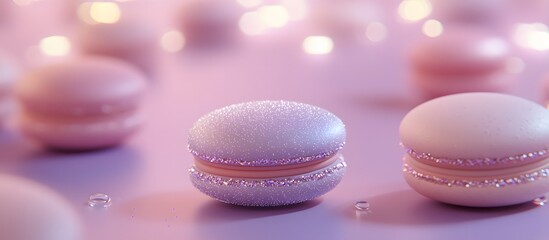 Obraz premium several macaroons on a lavender background