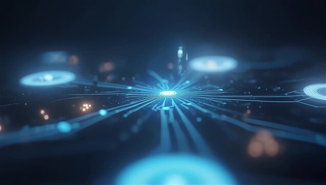 Abstract technological background with microchips and electronic connections on a dark background