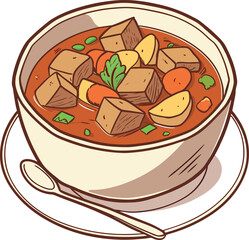 Bowl of hearty beef stew with potatoes and carrots
