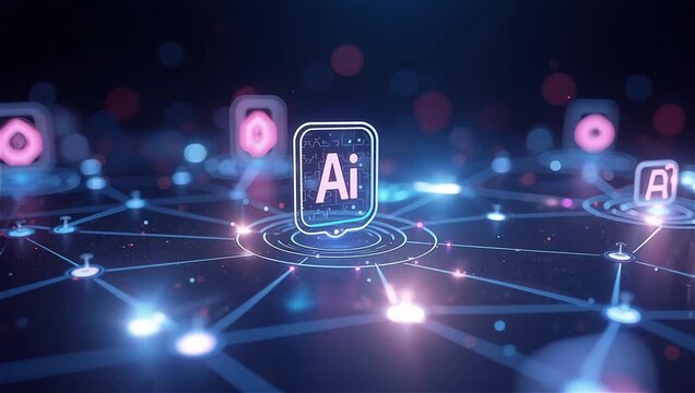 Abstract technological background with microchips and electronic connections on a dark background