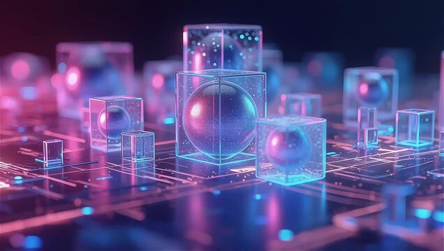 Abstract technological background with microchips and electronic connections on a dark background