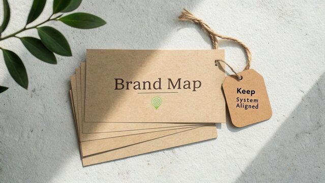 Vintage Craft Paper Tags with Brand Map Concept for Marketing Strategies and Business Development Essentials