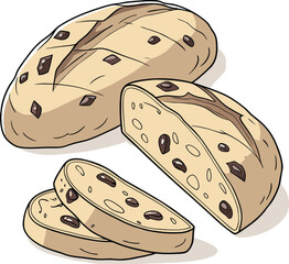 Loaf of raisin bread with slices