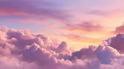 Dramatic Sky View with Soft Clouds Pink Purple and Gold Tones at Sunset or Sunrise Sky Texture Background