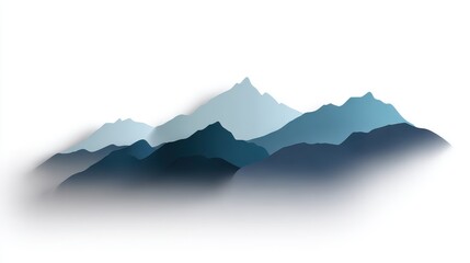 Blue mountain range in fog