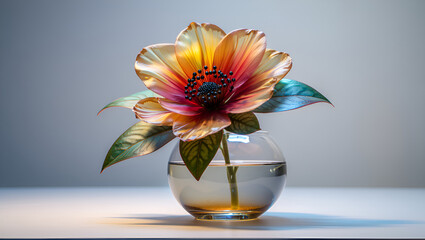 abstract artificial gold shade flower in flower vase, Generative AI