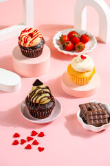 A Cupcake is a small, single-serving cake baked in a small cup-shaped mold, often lined with paper