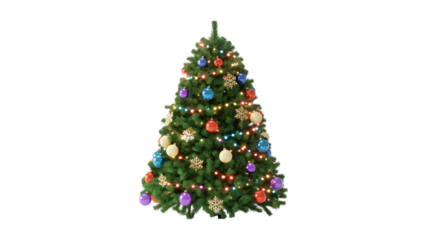 Charming Christmas tree with colorful ornaments brings holiday cheer and festive vibes