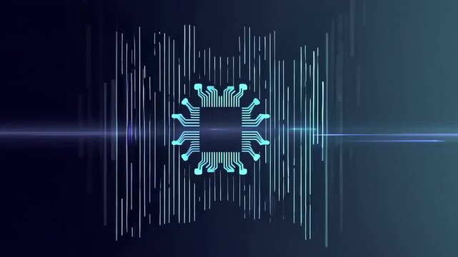 Abstract technological background with microchips and electronic connections on a dark background