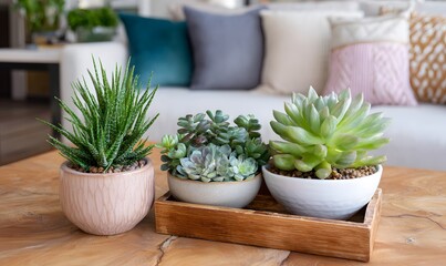 Potted Succulents as a Coffee Table Decor