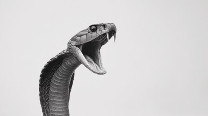 Detailed cobra snake with open mouth and fangs