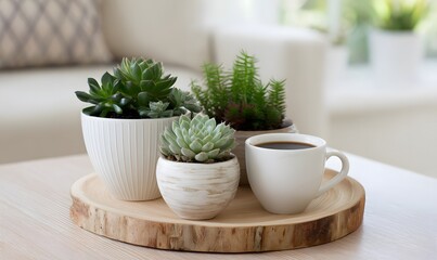 Potted Succulents as a Coffee Table Decor