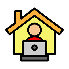 Work From Home Vector Filled Icon Design