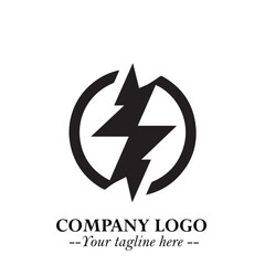 Sleek Electrical Logo Symbol on a Clean White Background for Modern Branding Design Elements Art