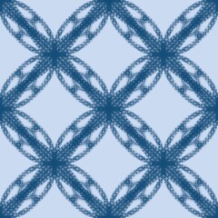 Fototapeta premium Abstract Geometric Chain Link Ogee Indigo Blue Seamless Pattern