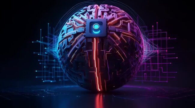 Abstract tech background with AI tools on a dark background