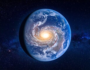 Obraz premium Earth-like planet with swirling, fiery core against a starry expanse