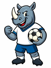 Cartoon vector illustration of rhino football mascot.