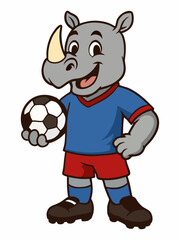 Cartoon vector illustration of rhino football mascot.