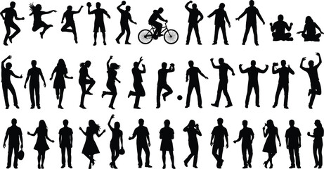 Men and Women Jumping, Dancing, Cycling, Sitting, and Posing for Social, Lifestyle, and Activity Design