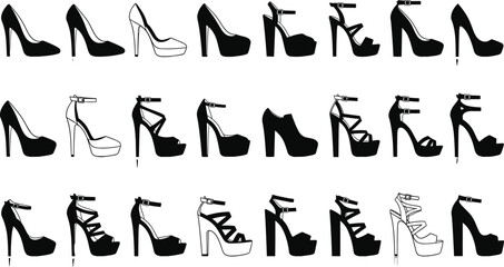 Pumps, Stiletto, Platform, and Strappy Sandal Icons for Fashion, Party, and Event Design
