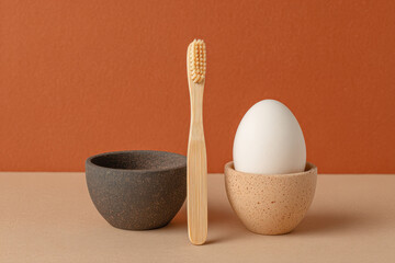 Bamboo toothbrush with egg toothbrush hygiene dental care health lifestyle personal care clean