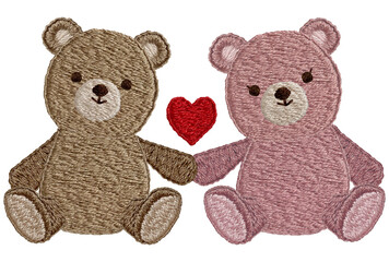 手刺繍の仲良しテディベア