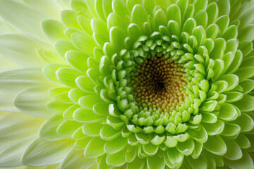 Close up view of vibrant green flower center, full of detail and texture