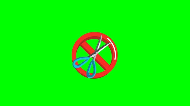 animated green screen video of the symbol prohibiting sharp objects
