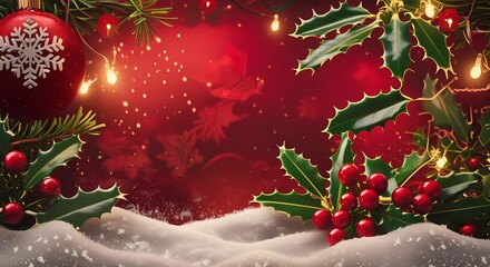 Christmas background holiday ornament decoration winter snow festive celebration merry season happy holly