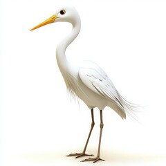 Fototapeta premium Elegant great egret standing tall with pristine white feathers, a serene and captivating wildlife scene perfect for nature lovers and conservation projects