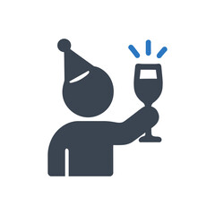 Birthday Party Toasting Glass Icon