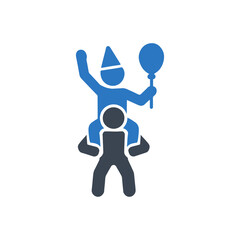 Father Carrying Child Party Icon
