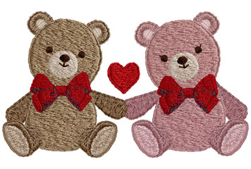 手刺繍の仲良しテディベア