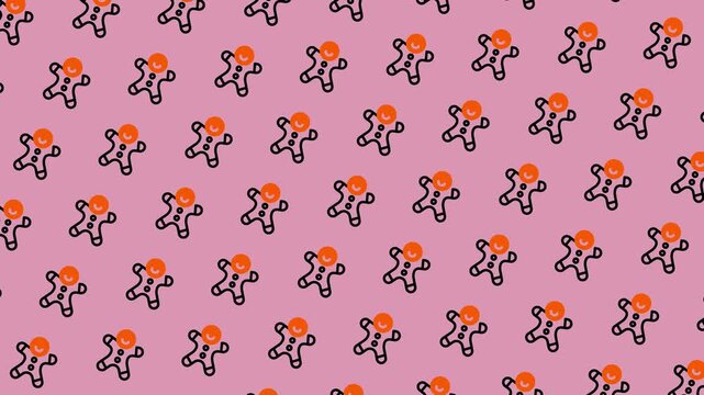 Gingerbread Man Pattern - Festive Holiday Background for Christmas.
